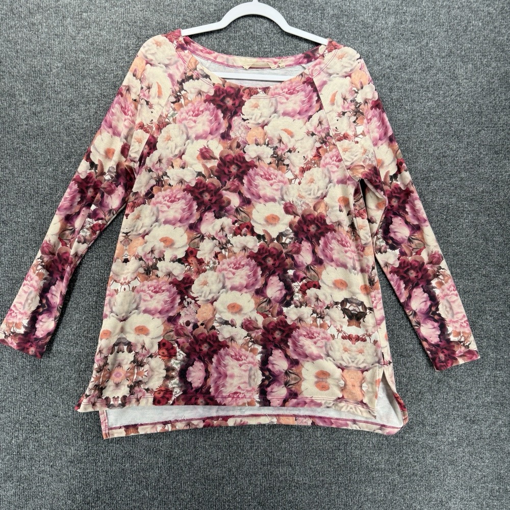 Soft Surroundings Sweater Womens S Purple Floral Long Sleeve Artsy Boho Casual